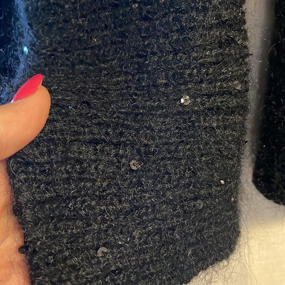 EXPRESS sequins embellished mohair wool black evening shrug cardigan bolero S - Picture 3 of 12